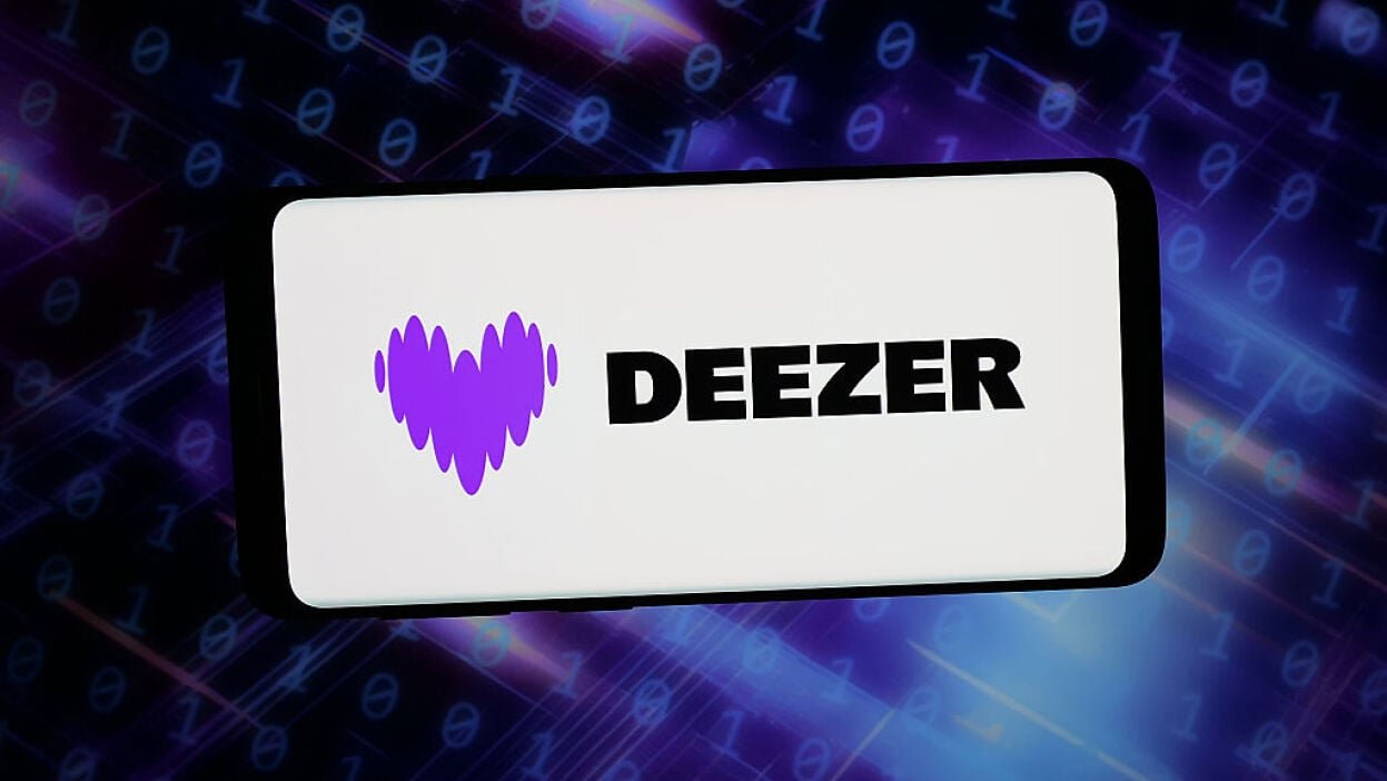 Deezer logo on phone screen